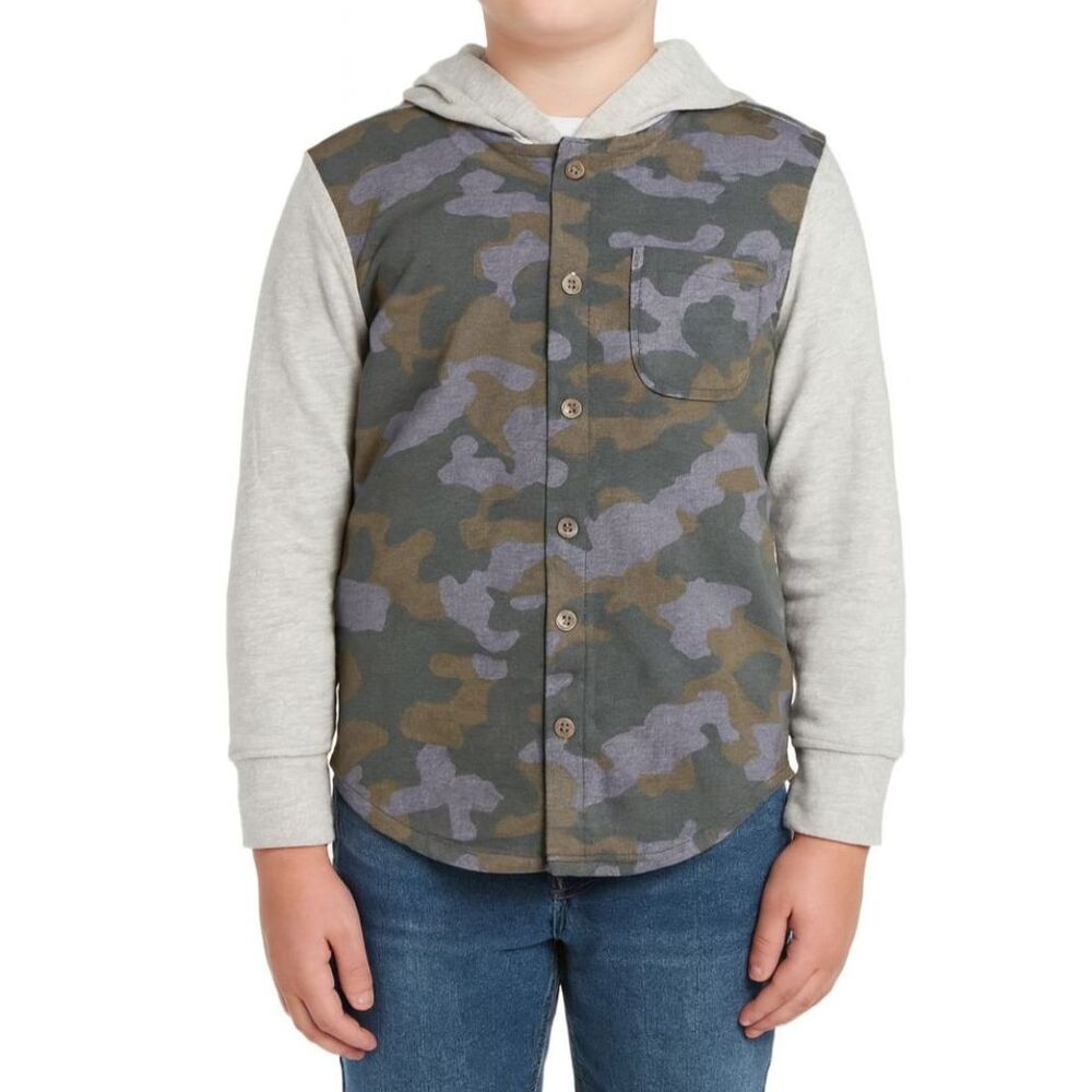 🔥 5 for $30 🔥 Art Class Boys Camo Hooded Button-Up Shirt | Size M (8/10)